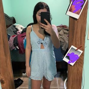 Blue and white romper